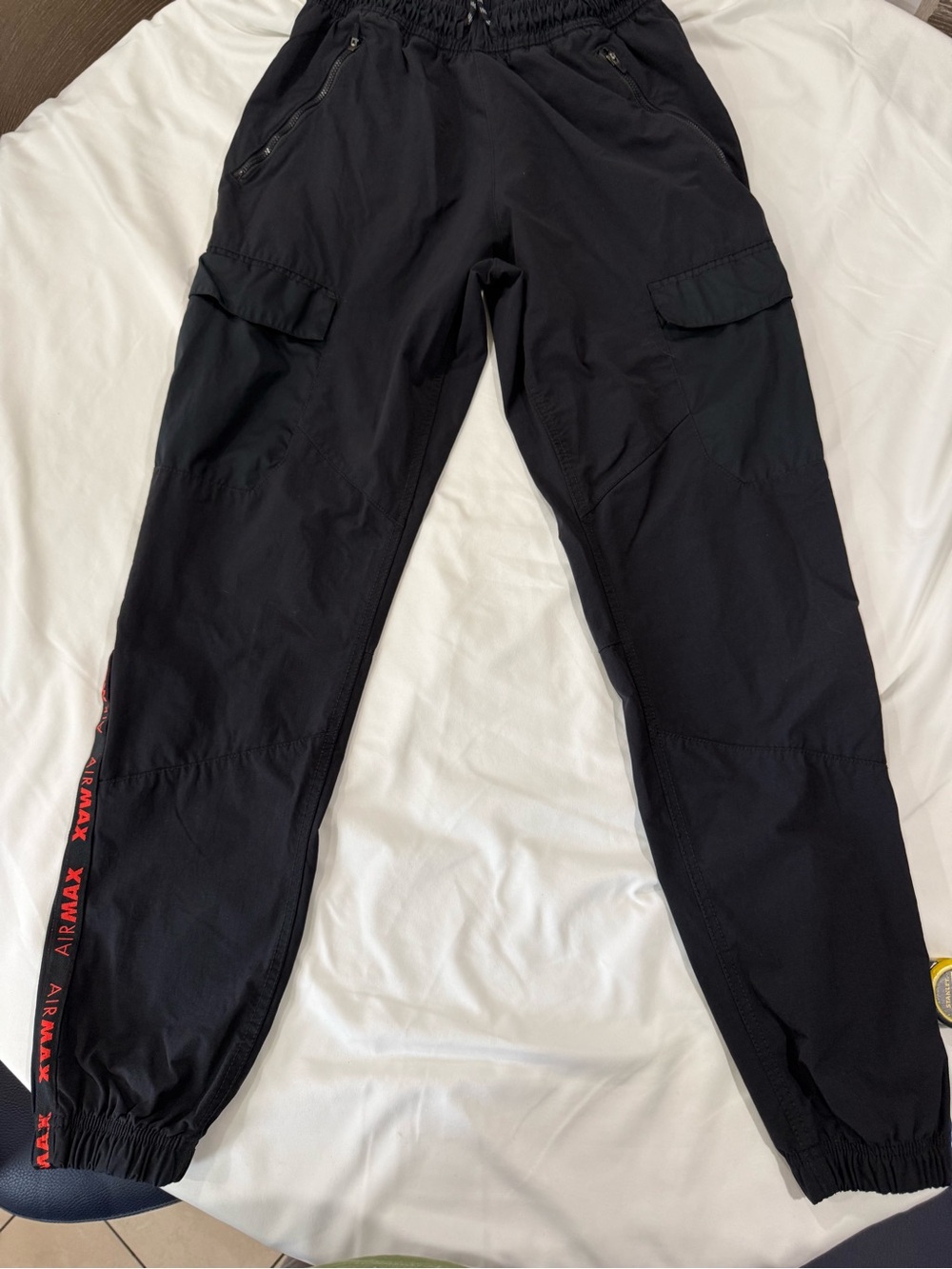 Nike Black Cargo Jogger Pants with Red Air Max Accent